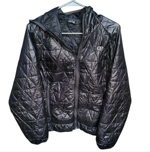Outdoor Research Jacket Helium Insulated Hoody Black Quilted Full Zip Plus Sz 1x